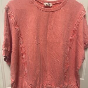 J. Her Coral Short Sleeve Washed Sweatshirt